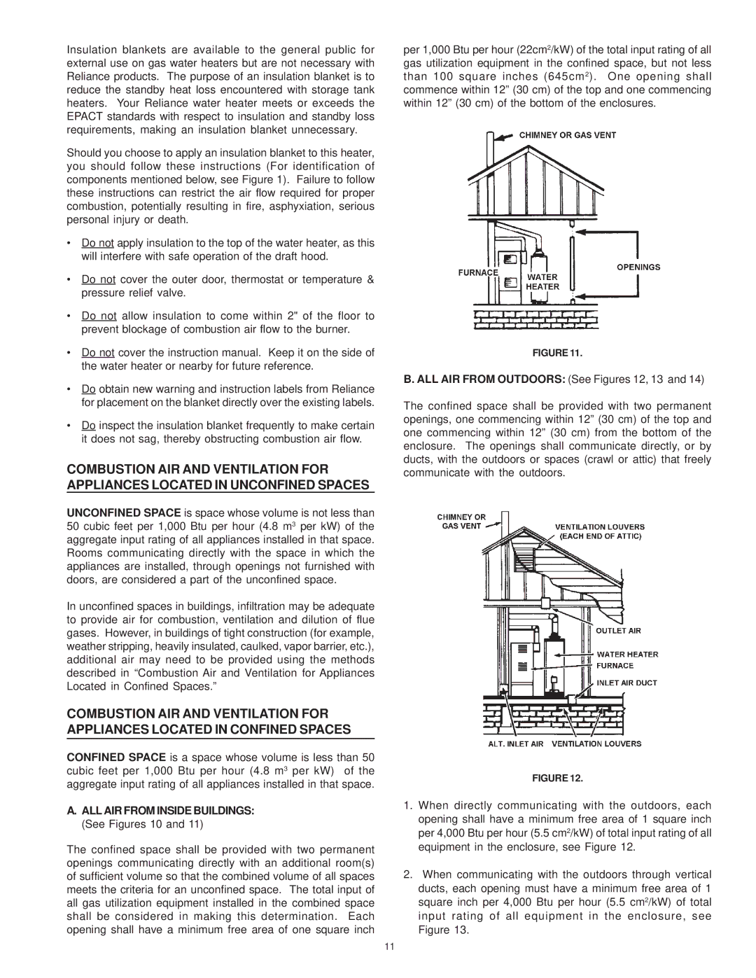 Reliance Water Heaters 606 Series, 196296-001 instruction manual ALL AIR from Inside Buildings See Figures 10 