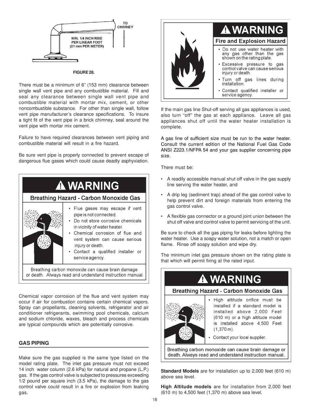 Reliance Water Heaters 196296-001, 606 Series instruction manual GAS Piping 