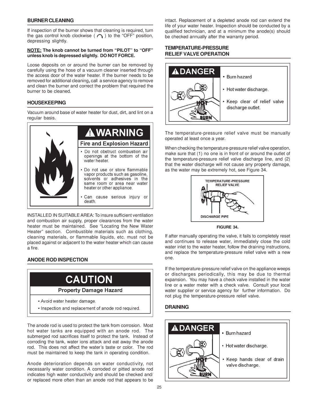 Reliance Water Heaters 606 Series, 196296-001 Burner Cleaning, Housekeeping, Anode ROD Inspection, Draining 