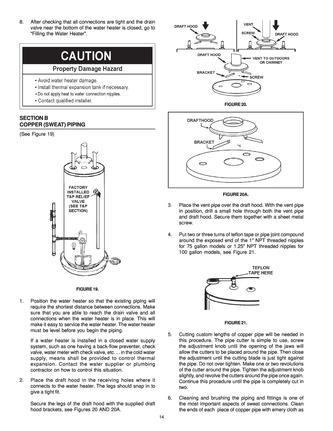 Reliance Water Heaters 196296-001, 606 Series instruction manual Section B Copper Sweat Piping 