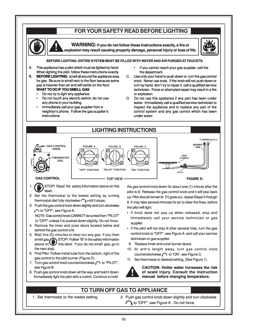 Reliance Water Heaters 196296-001 For Your Safety Read Before Lighting, Lighting Instructions, What To Do If You Smell Gas 