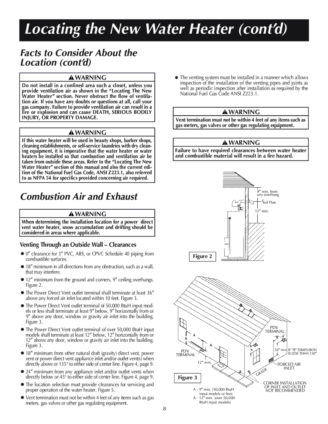 Reliance Water Heaters 184333-001, 606 Locating the New Water Heater cont’d, Facts to Consider About the Location cont’d 