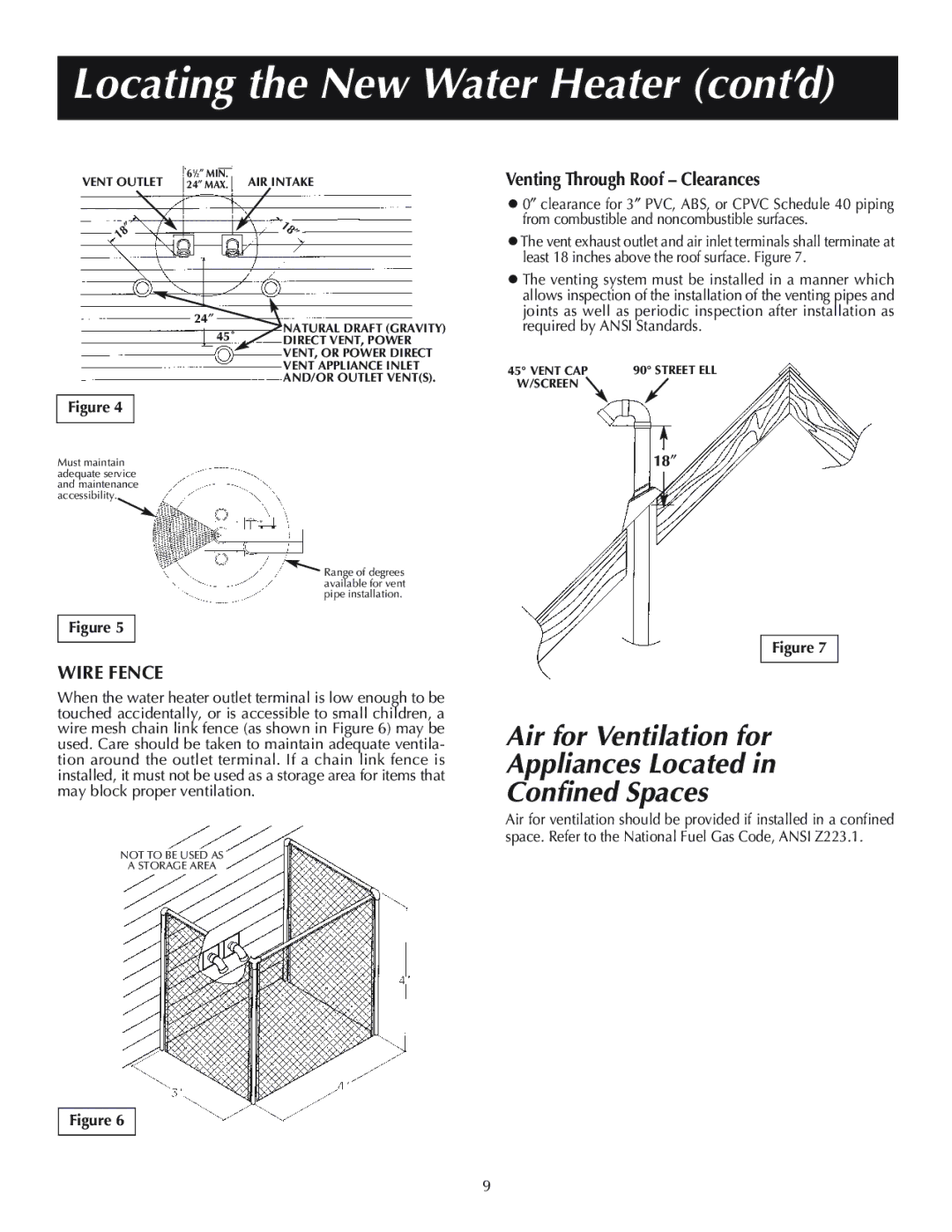 Reliance Water Heaters 606, 11-03, 184333-001 Air for Ventilation for Appliances Located Confined Spaces, Wire Fence, 18″ 