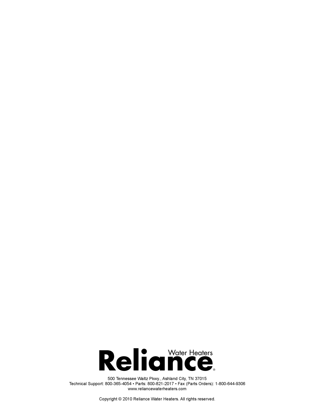 Reliance Water Heaters D85500NE, D85500PE instruction manual 