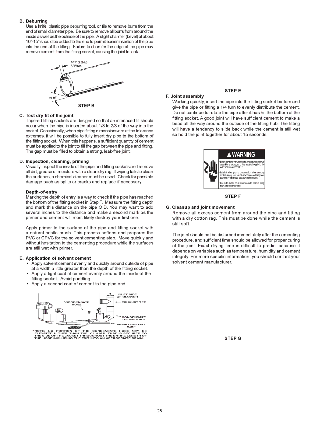 Reliance Water Heaters HE50 76N Series 100, 317775-000 instruction manual Step B, Step E, Step F, Step G 