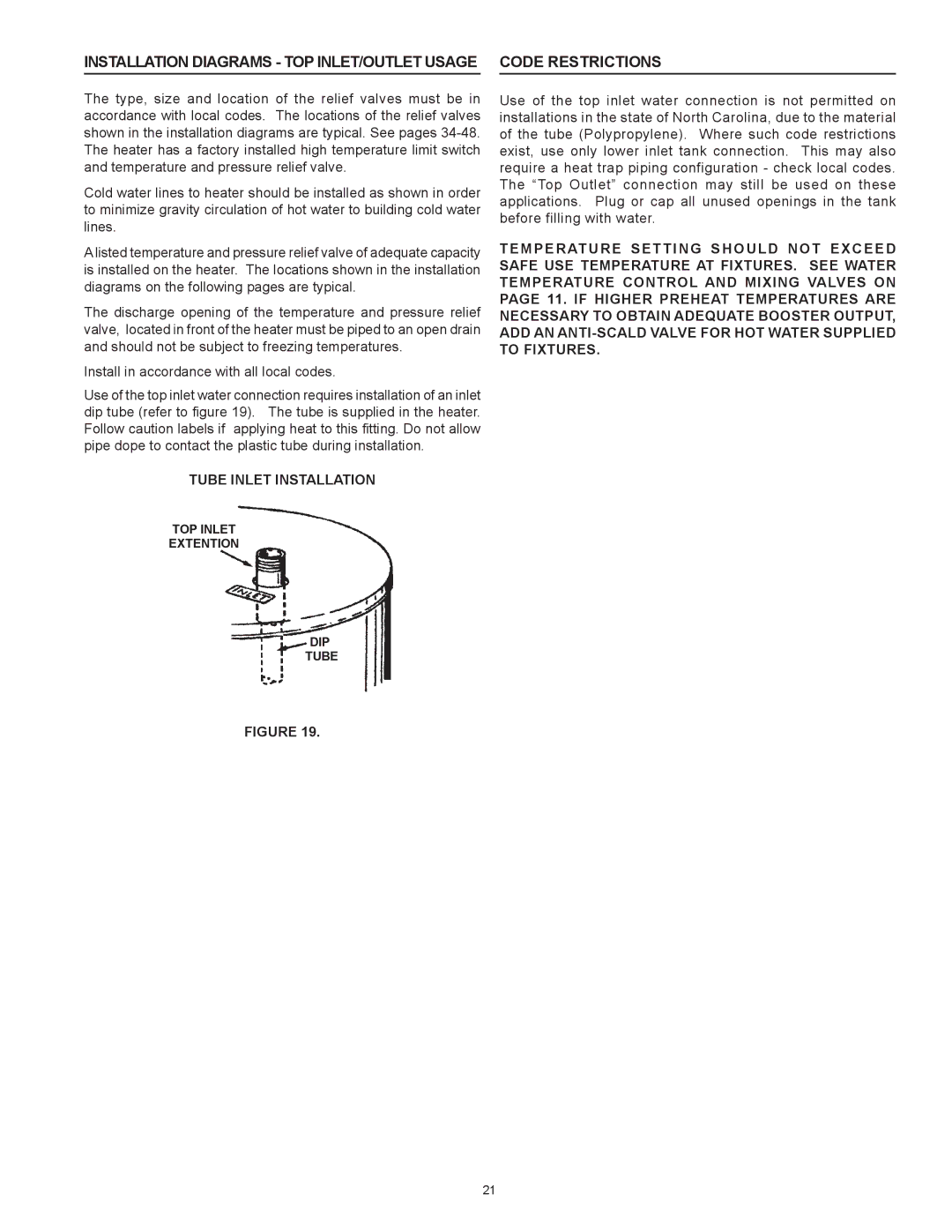 Reliance Water Heaters N71120NE, N85390NE instruction manual Tube Inlet Installation 