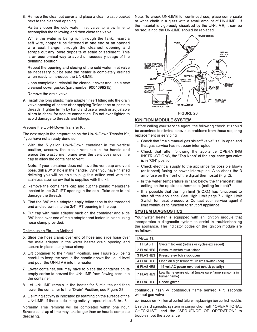 Reliance Water Heaters N71120NE, N85390NE instruction manual ignition module system, system diagnostics 