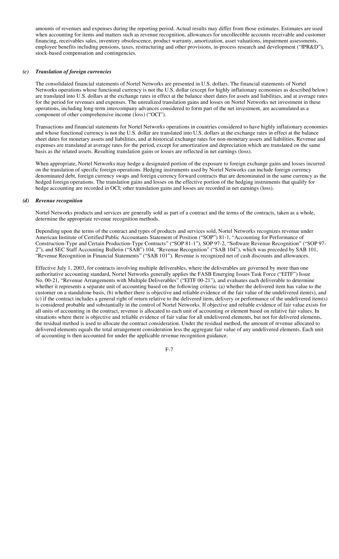 Reliant FORM 10-K manual Translation of foreign currencies, Revenue recognition 