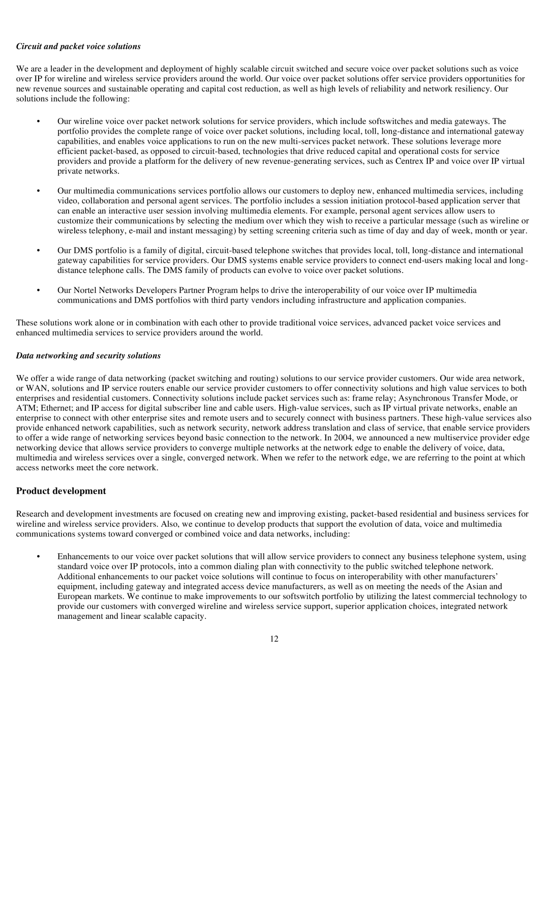 Reliant FORM 10-K manual Circuit and packet voice solutions 