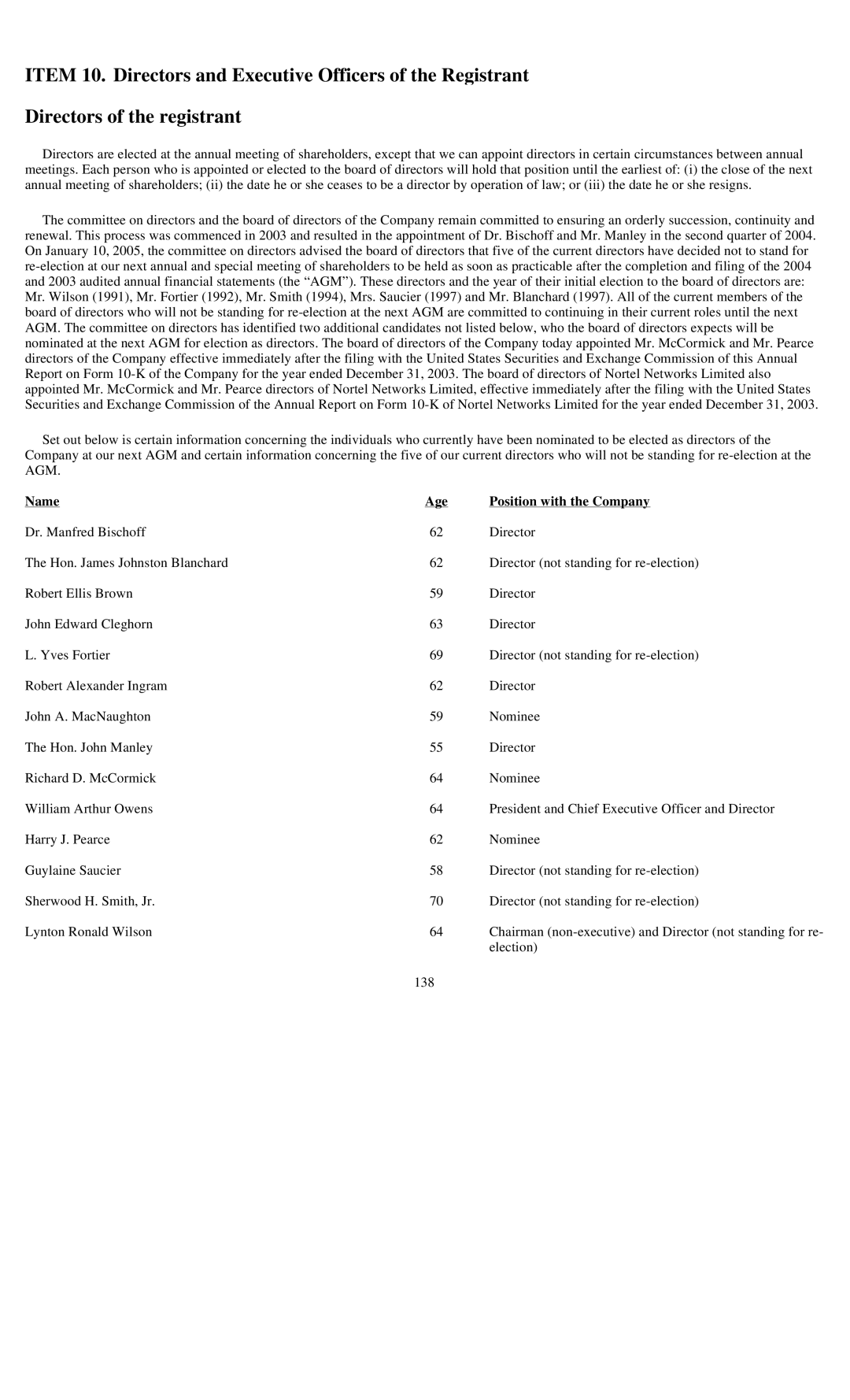 Reliant FORM 10-K manual Name Age Position with the Company 