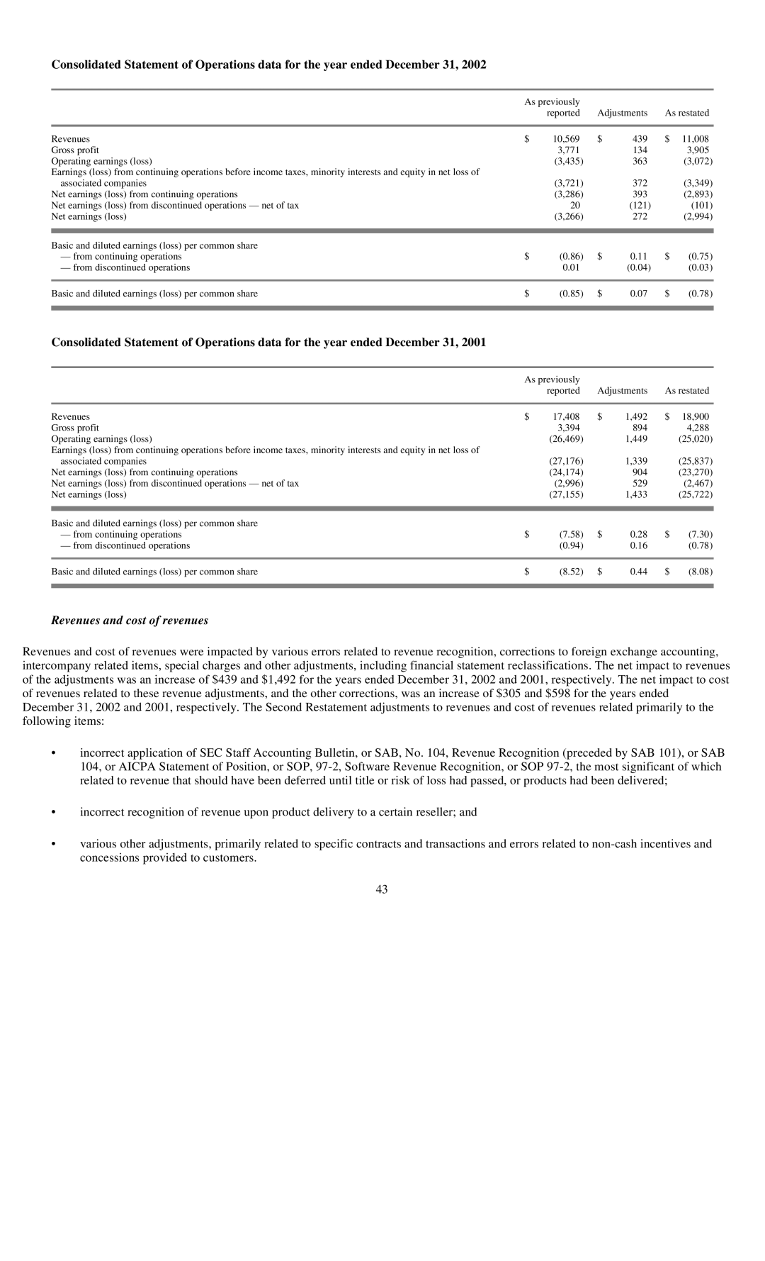 Reliant FORM 10-K manual Revenues and cost of revenues 