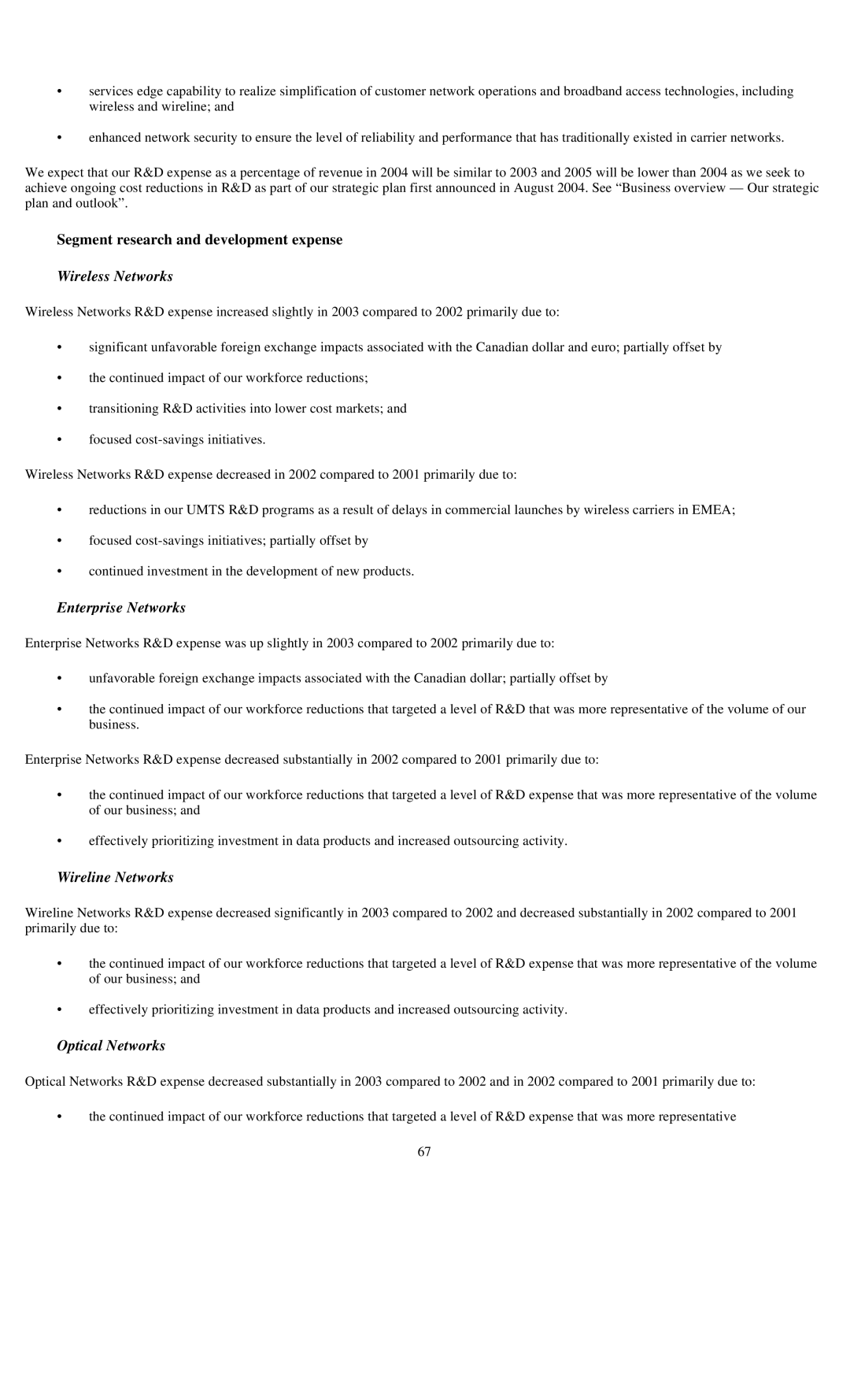 Reliant FORM 10-K manual Segment research and development expense 