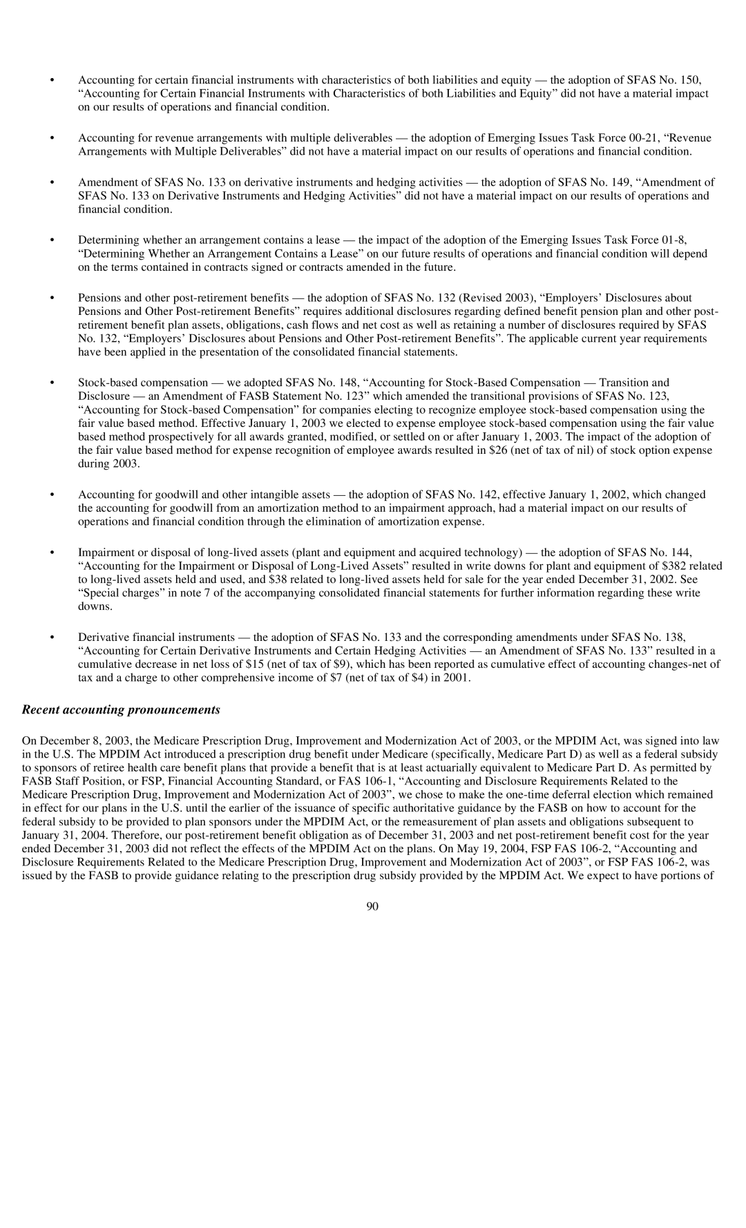 Reliant FORM 10-K manual Recent accounting pronouncements 