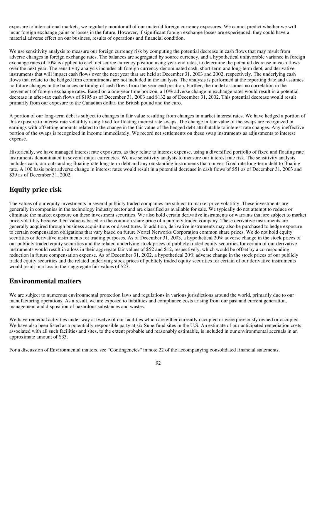 Reliant FORM 10-K manual Equity price risk, Environmental matters 