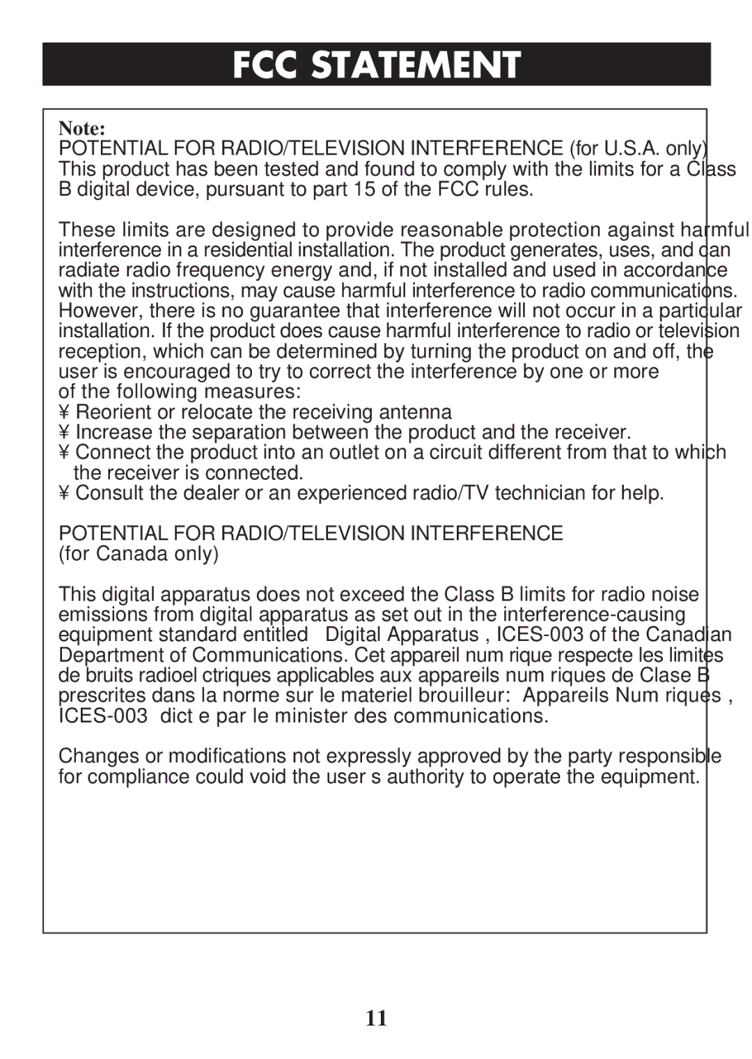 ReliOn 510REL manual FCC Statitlement 