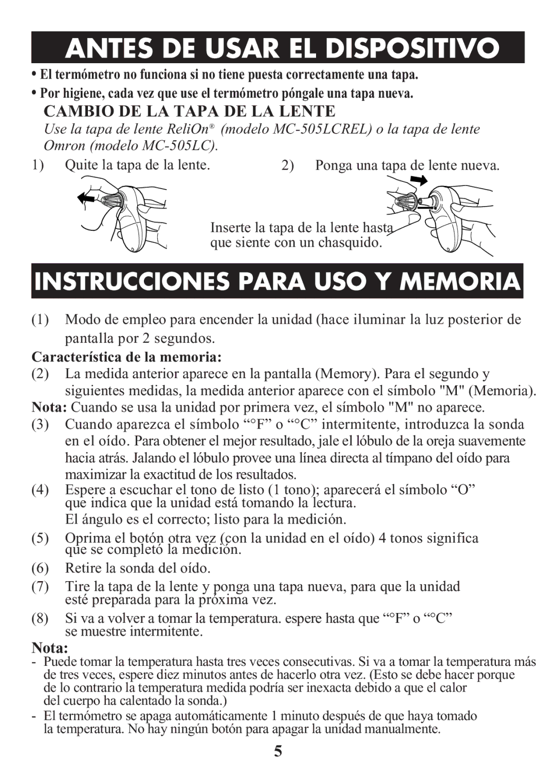 ReliOn 510REL manual Antes DE Usartitleel Dispositivo 