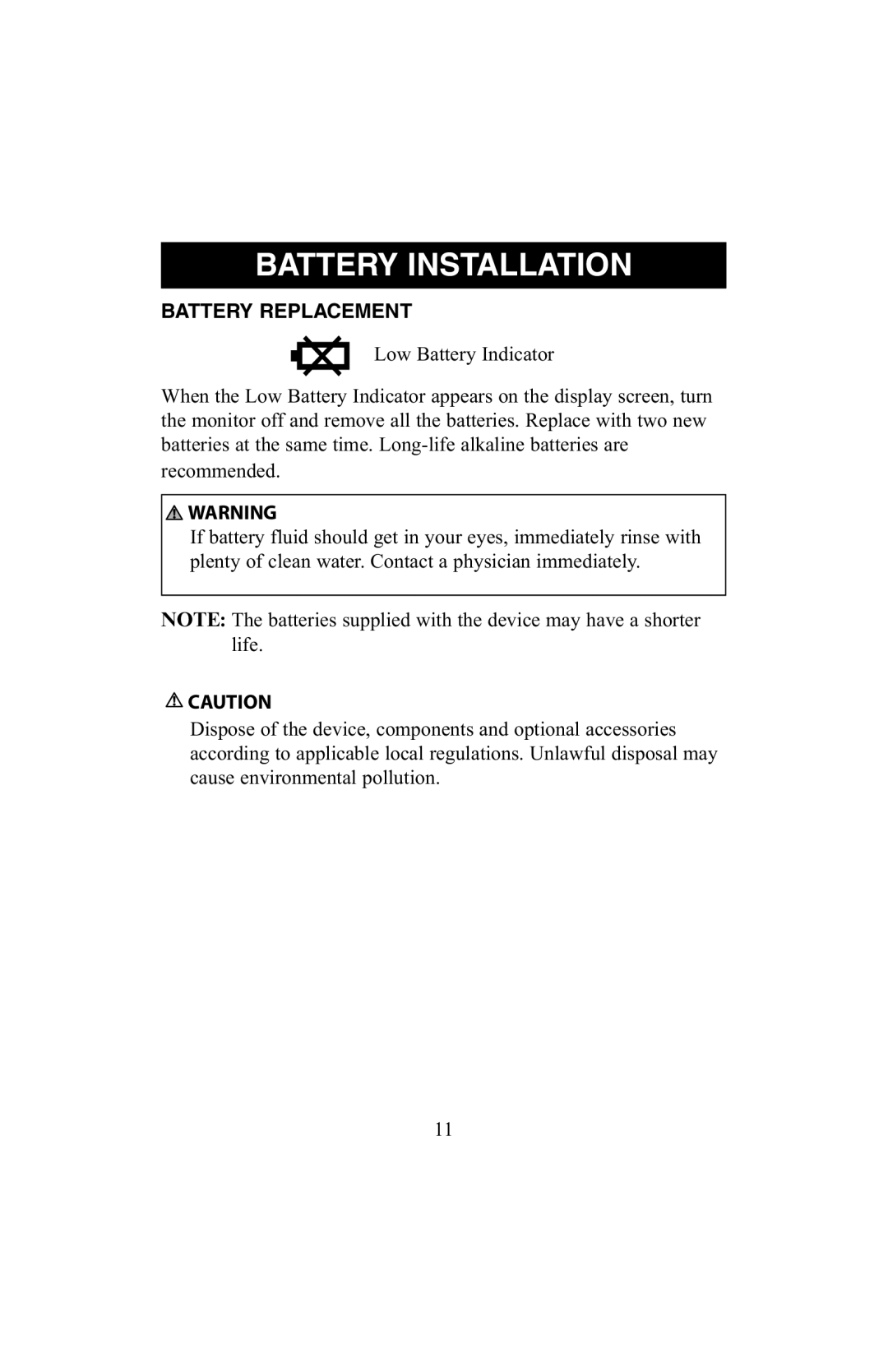 ReliOn 6021REL instruction manual Battery Replacement 