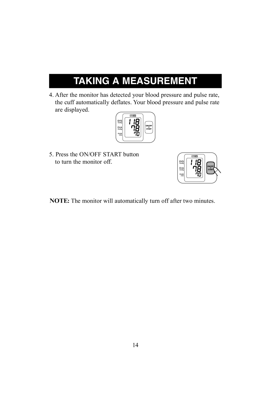 ReliOn 6021REL instruction manual Taking a Measurement 