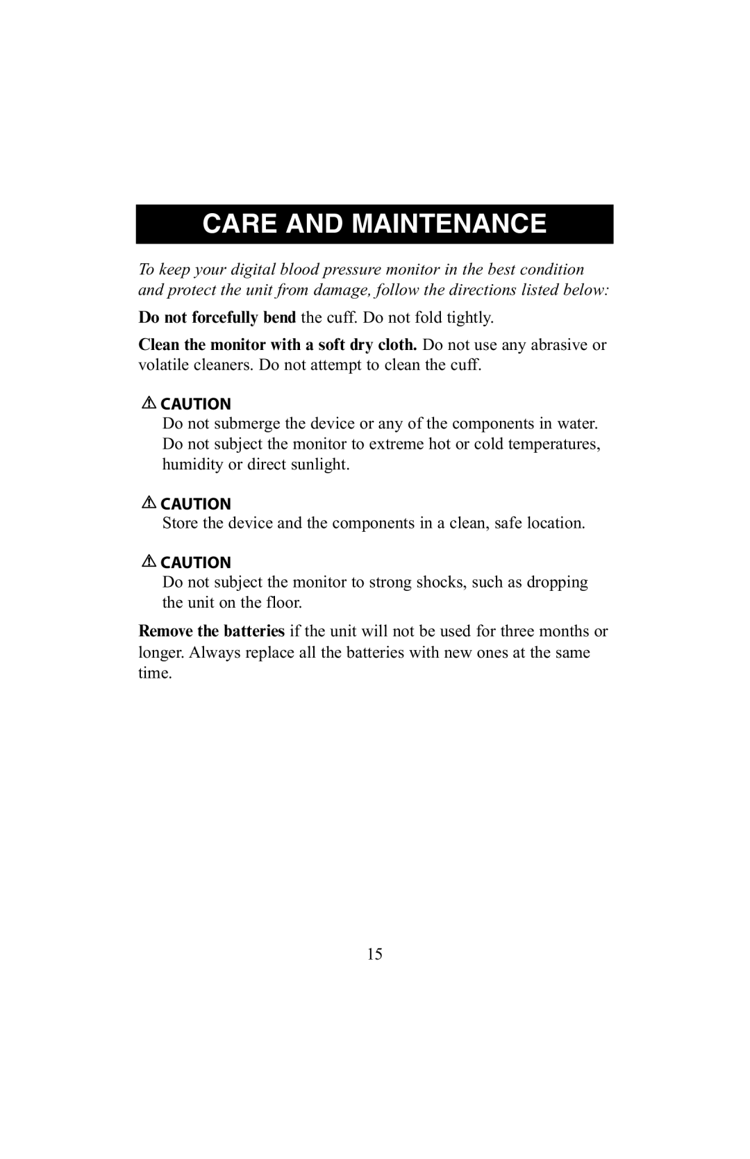 ReliOn 6021REL instruction manual Care and Maintenance 