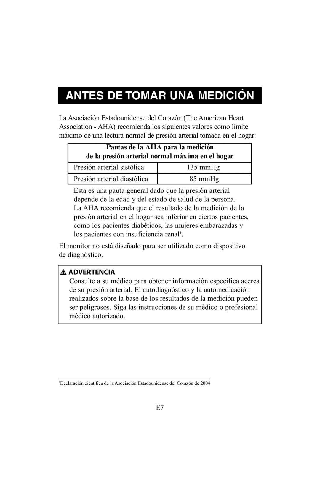 ReliOn 6021REL instruction manual Advertencia 