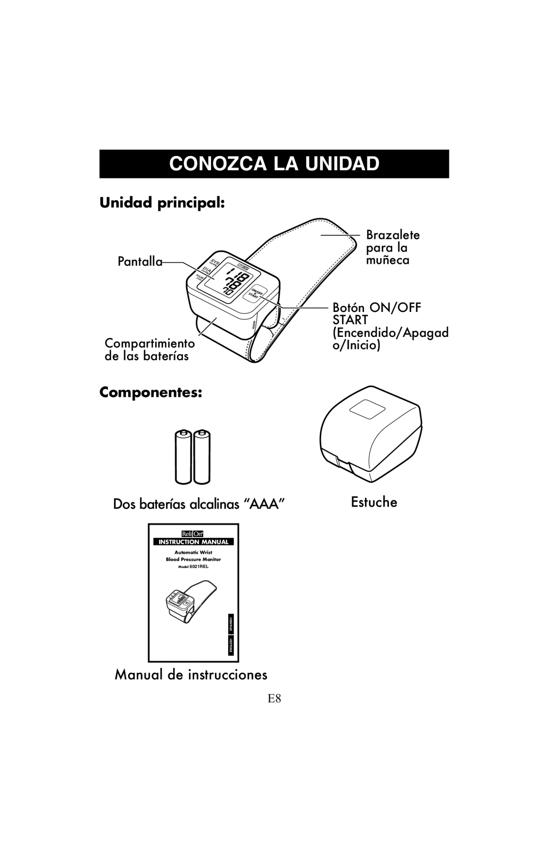 ReliOn 6021REL instruction manual Conozca LA Unidad, Unidad principal 