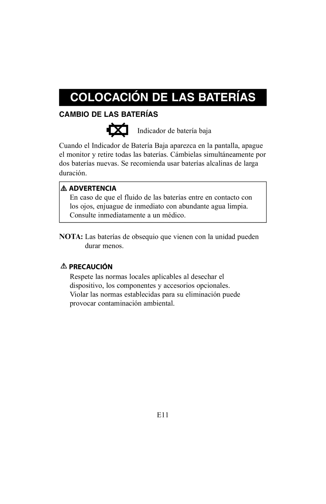 ReliOn 6021REL instruction manual Cambio DE LAS Baterías 