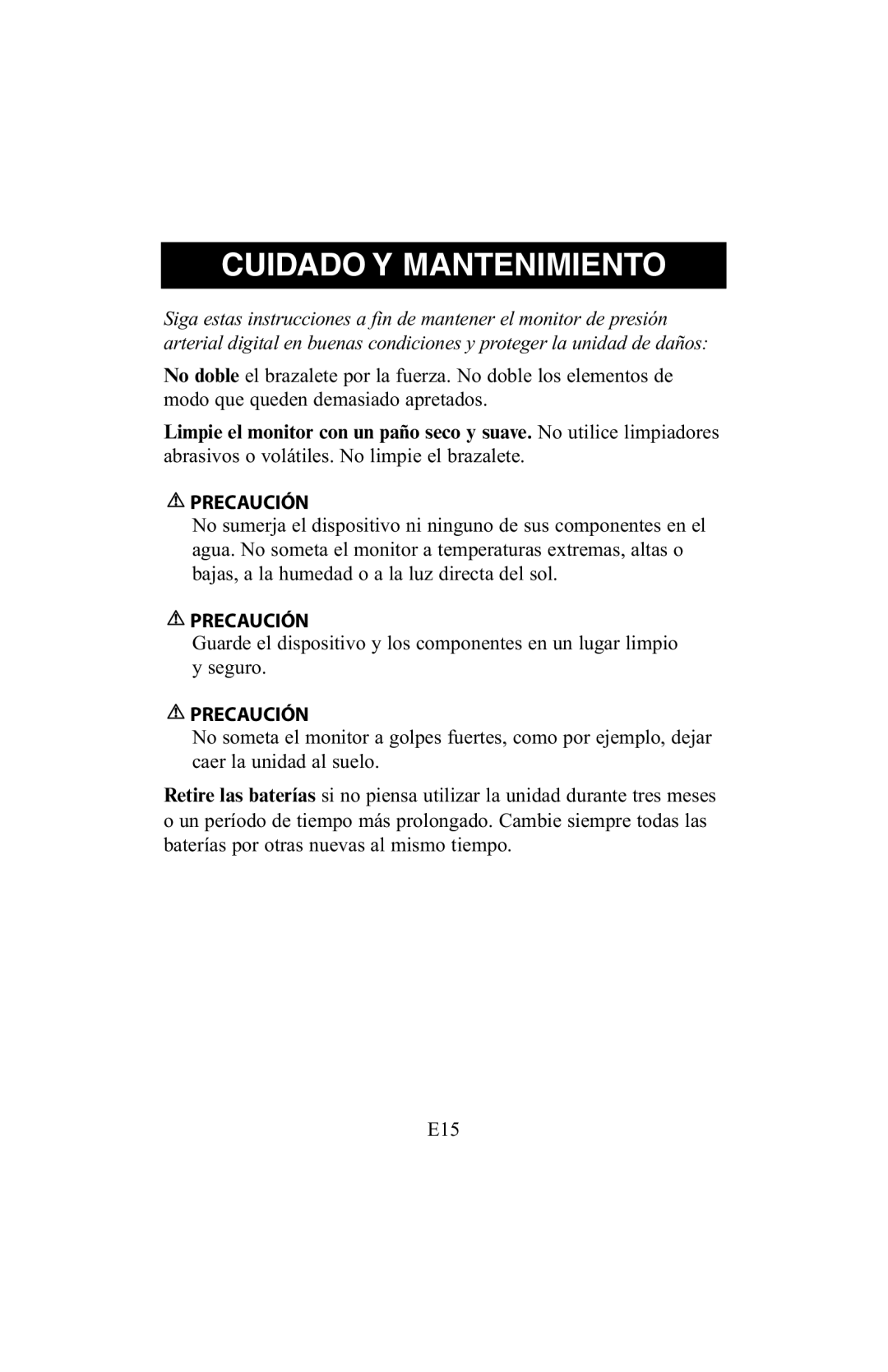 ReliOn 6021REL instruction manual Cuidado Y Mantenimiento 