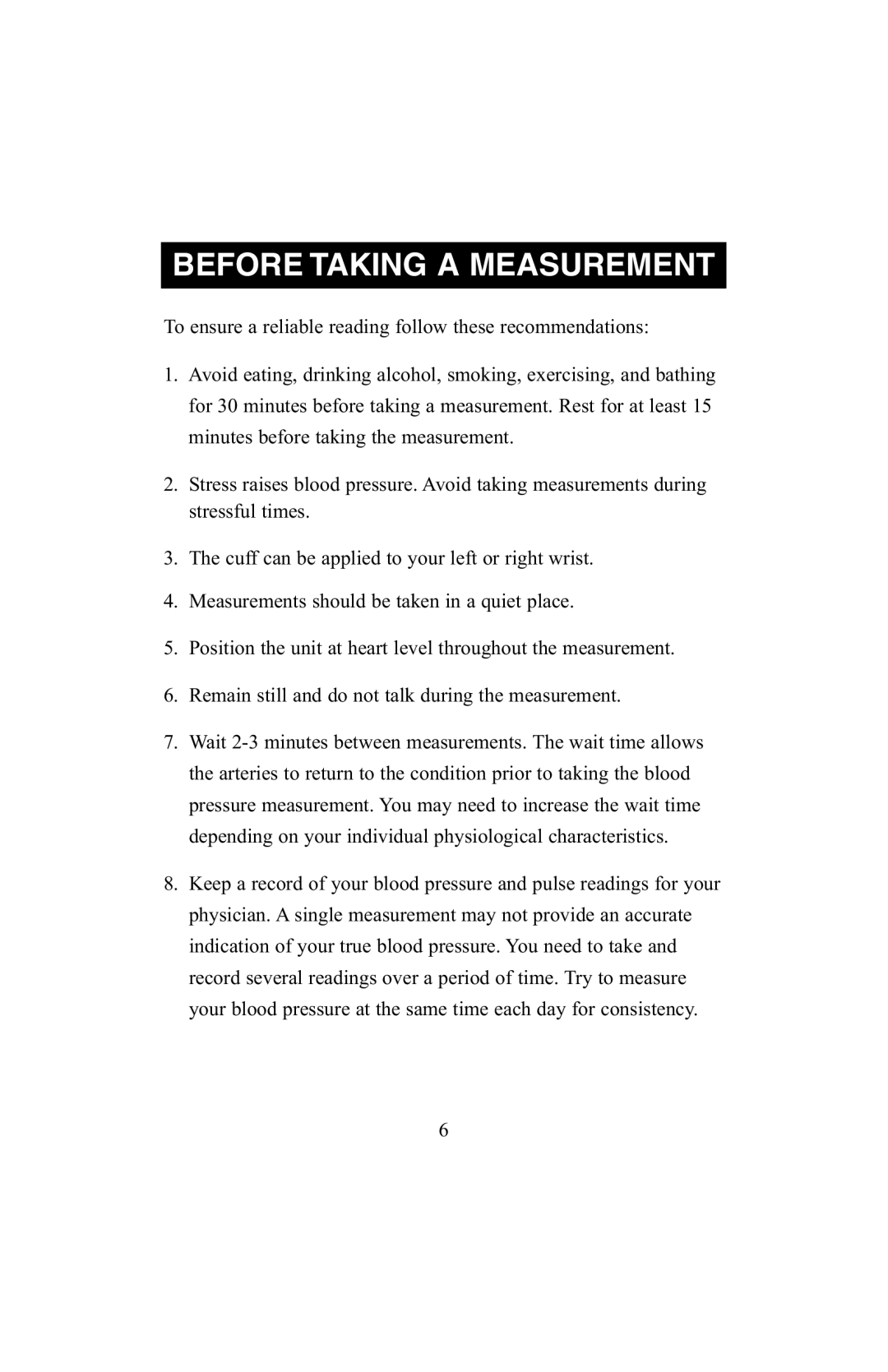 ReliOn 6021REL instruction manual Before Taking a Measurement 