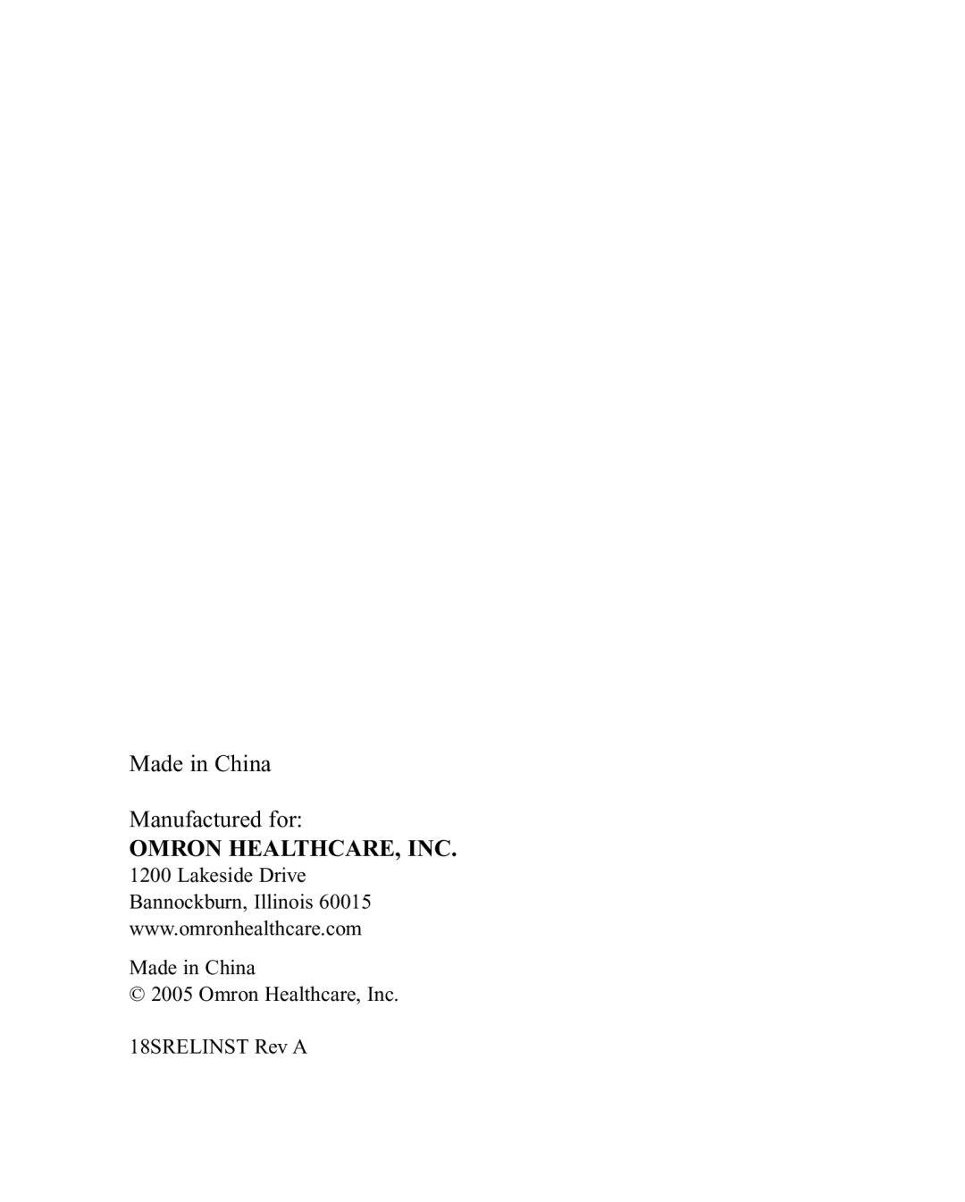 ReliOn HEM-18SREL instruction manual Omron HEALTHCARE, INC 