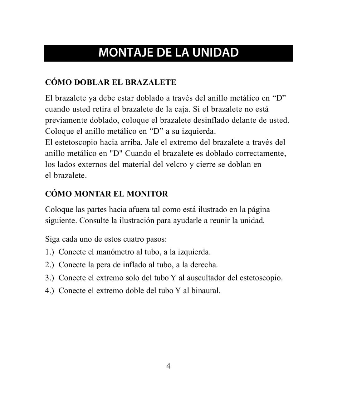 ReliOn HEM-18SREL instruction manual Montaje DE LA Unidad, Cómo Doblar EL Brazalete, Cómo Montar EL Monitor 