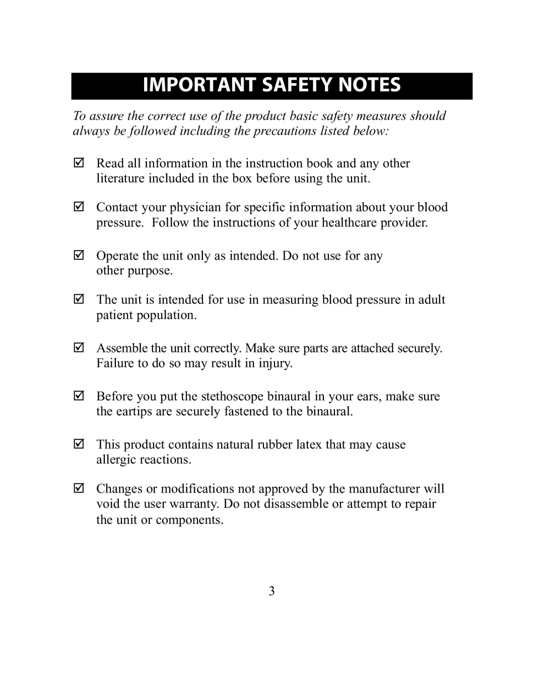 ReliOn HEM-18SREL instruction manual Important Safety Notes 