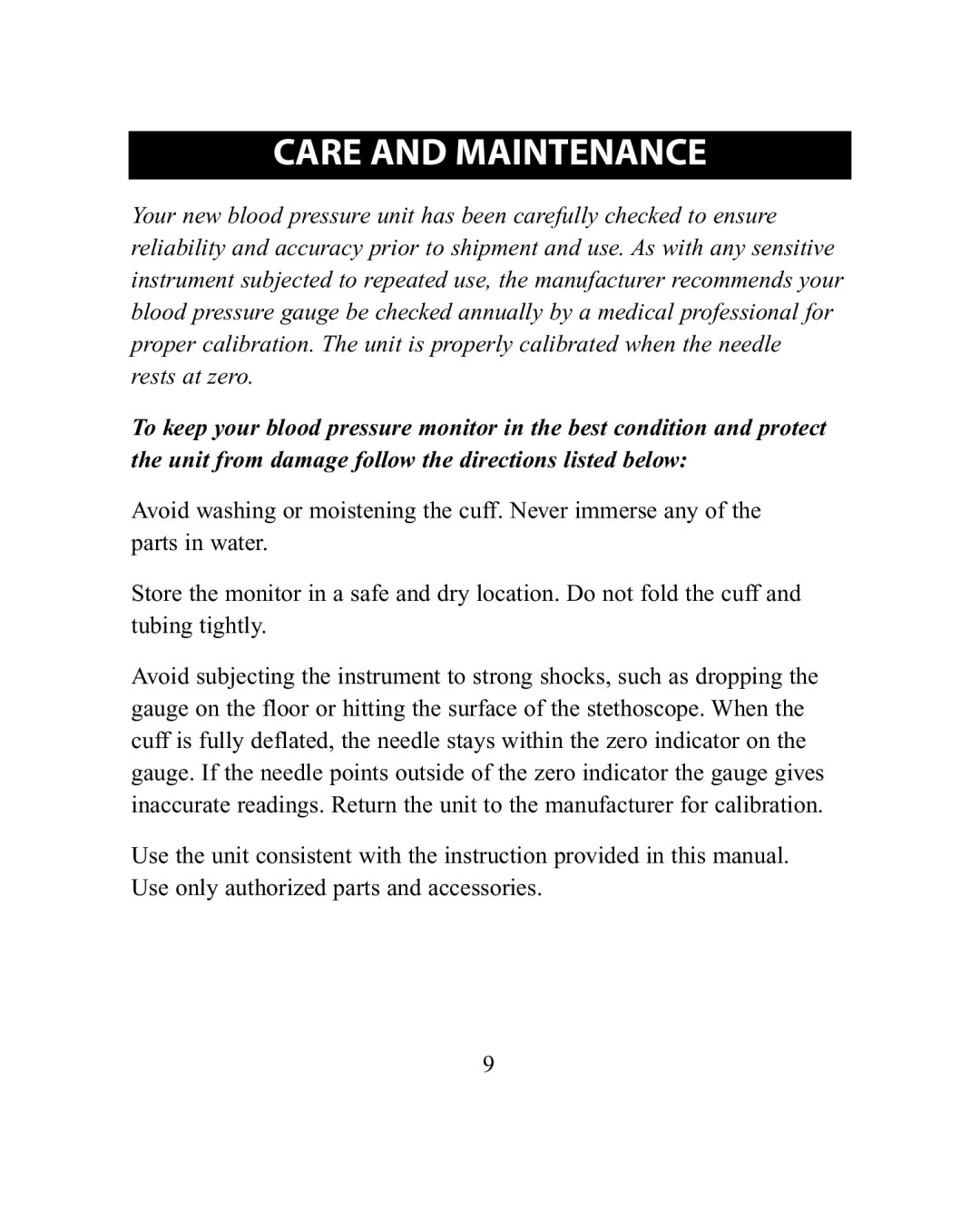 ReliOn HEM-18SREL instruction manual Care and Maintenance 