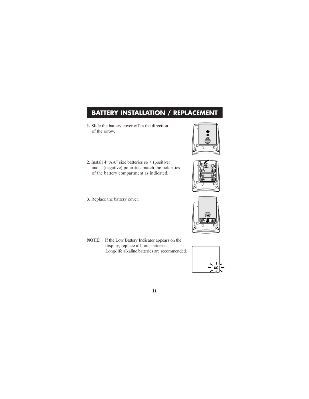 ReliOn HEM-412CREL manual Battery Installation / Replacement 