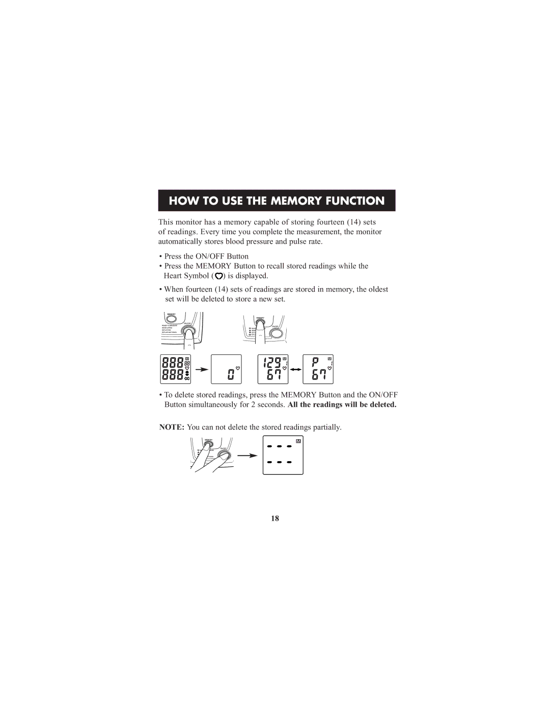 ReliOn HEM-412CREL manual HOW to USE the Memory Function 