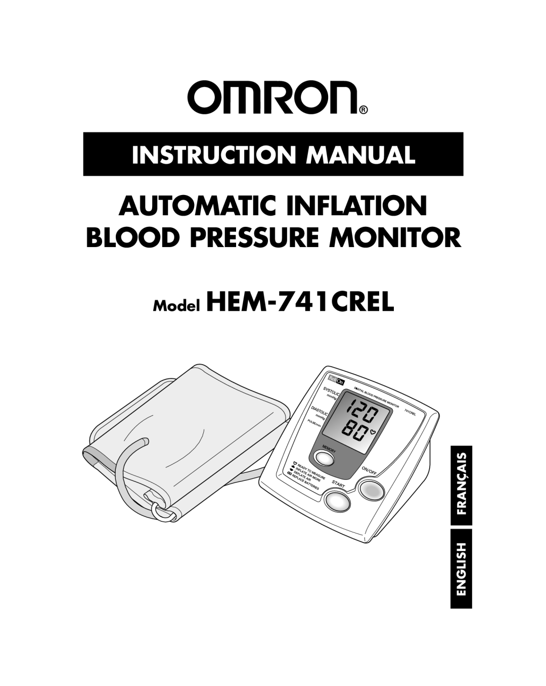 ReliOn HEM-741CREL manual Automatic Inflation Blood Pressure Monitor 