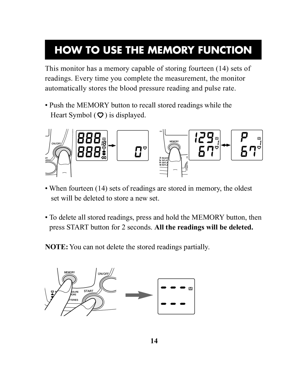 ReliOn HEM-741CREL manual HOW to USE the Memory Function 