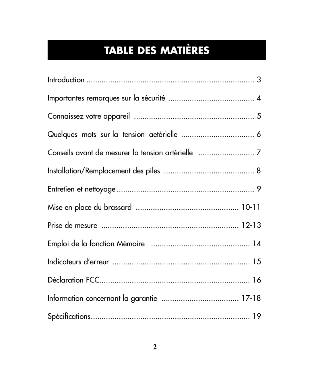 ReliOn HEM-741CREL manual Table DES Matières, Introduction 