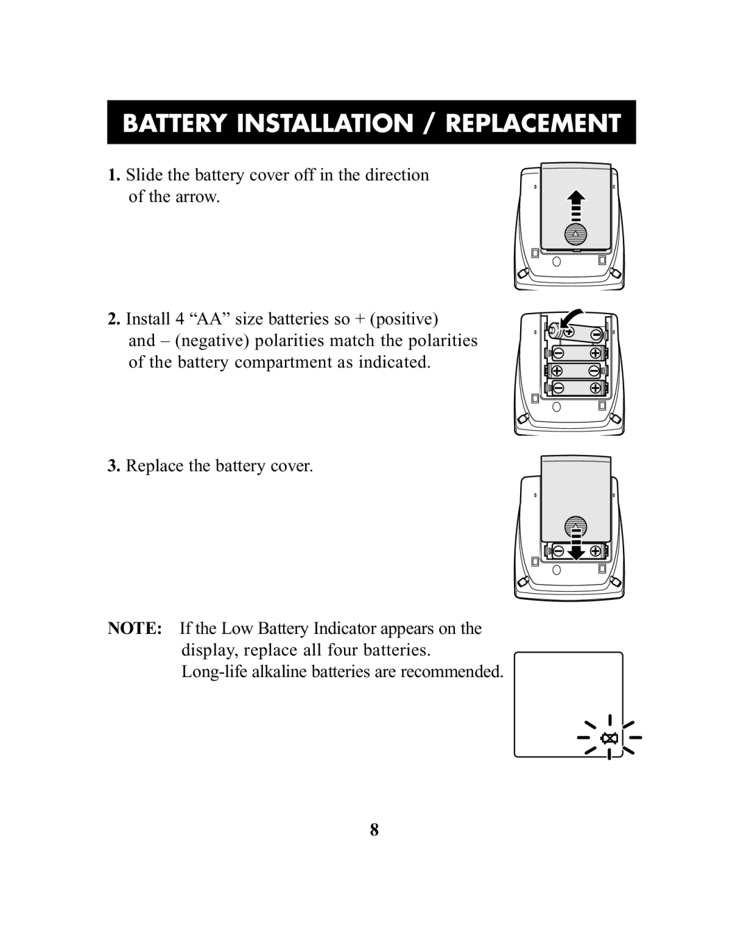 ReliOn HEM-741CREL manual Battery Installation / Replacement 