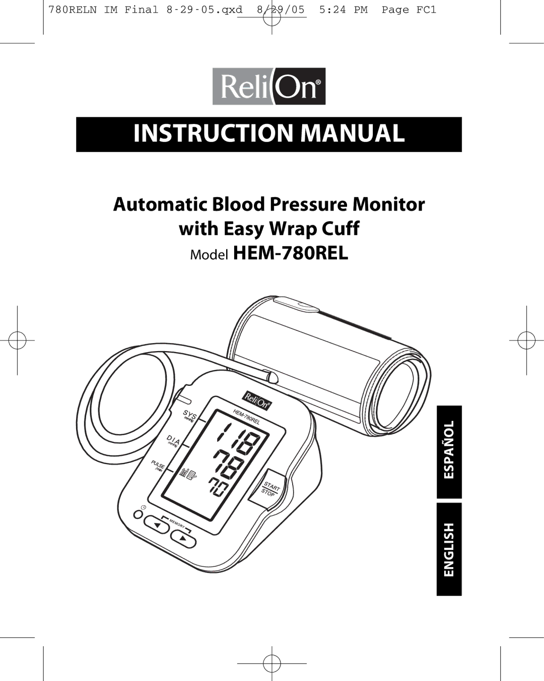 ReliOn HEM-780REL instruction manual English Español 