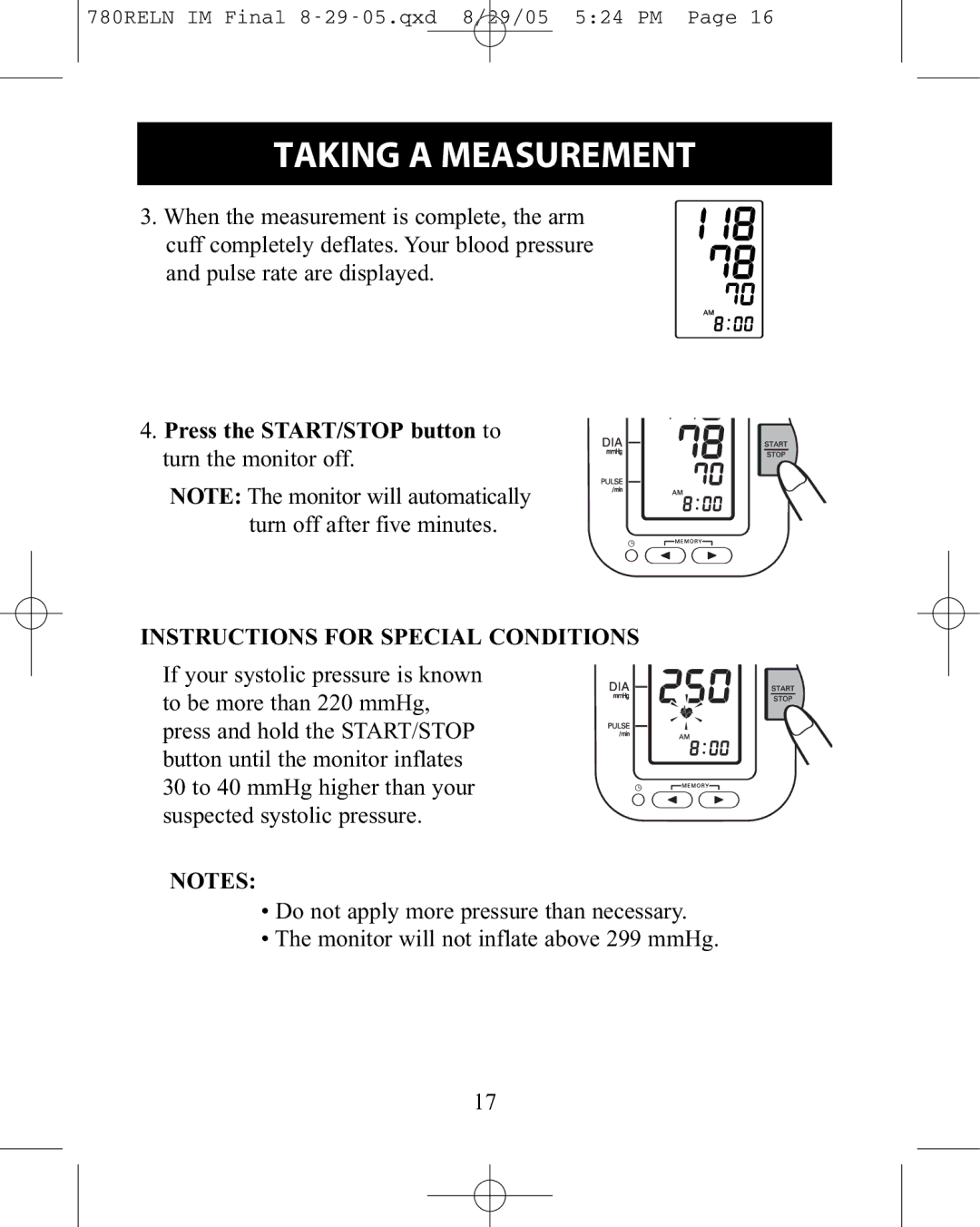 ReliOn HEM-780REL instruction manual Instructions for Special Conditions 