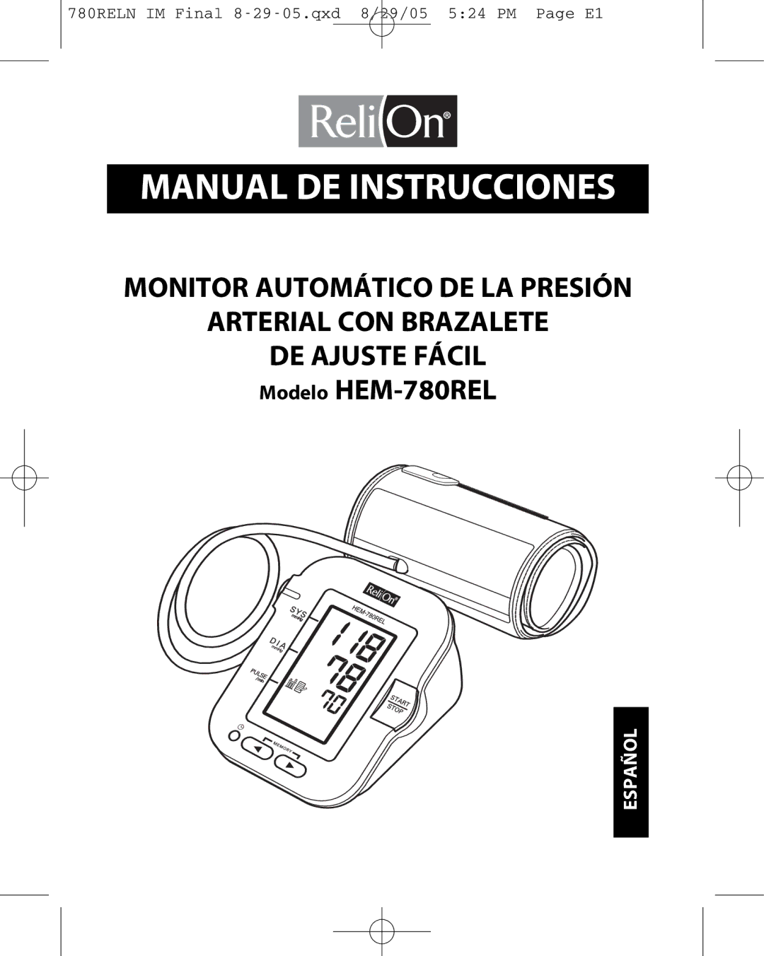 ReliOn HEM-780REL instruction manual Manual DE Instrucciones 