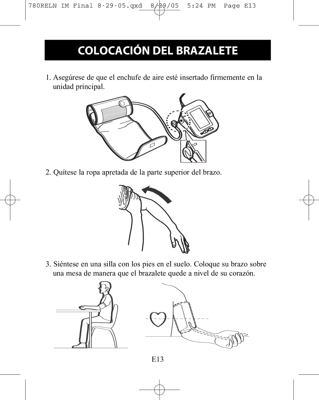 ReliOn HEM-780REL instruction manual Colocación DEL Brazalete 