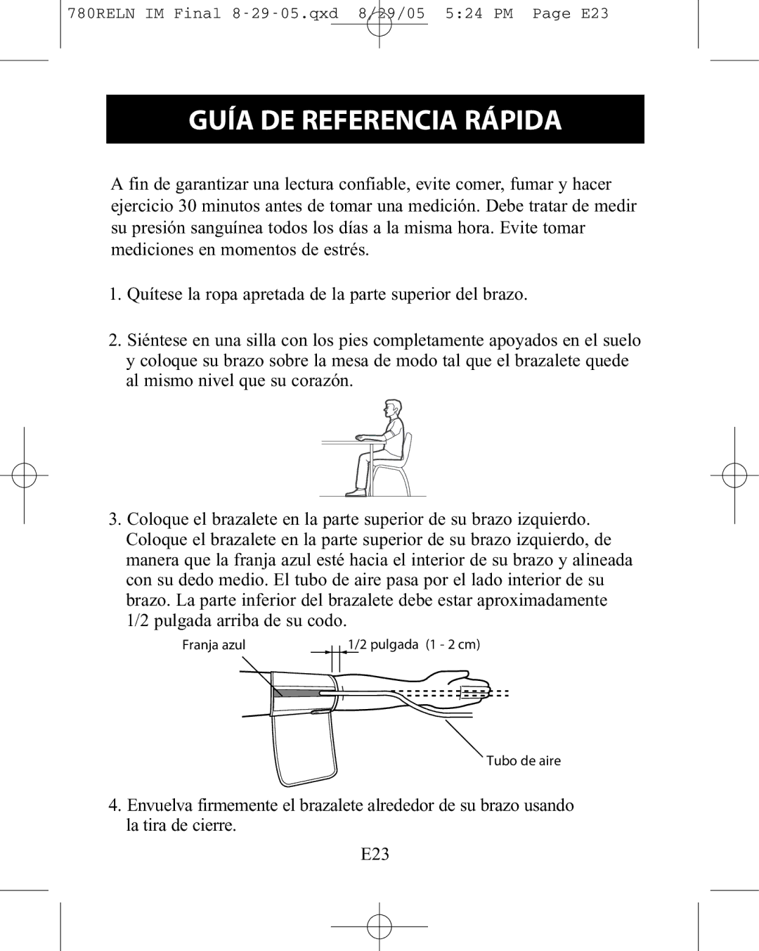 ReliOn HEM-780REL instruction manual Guía DE Referencia Rápida 