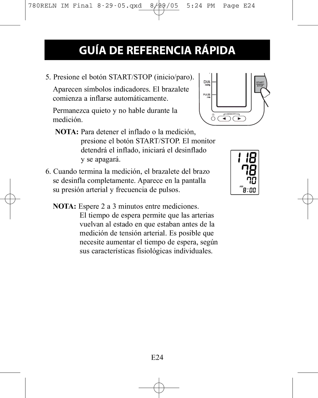 ReliOn HEM-780REL instruction manual 780RELN IM Final 8-29-05.qxd 8/29/05 524 PM Page E24 