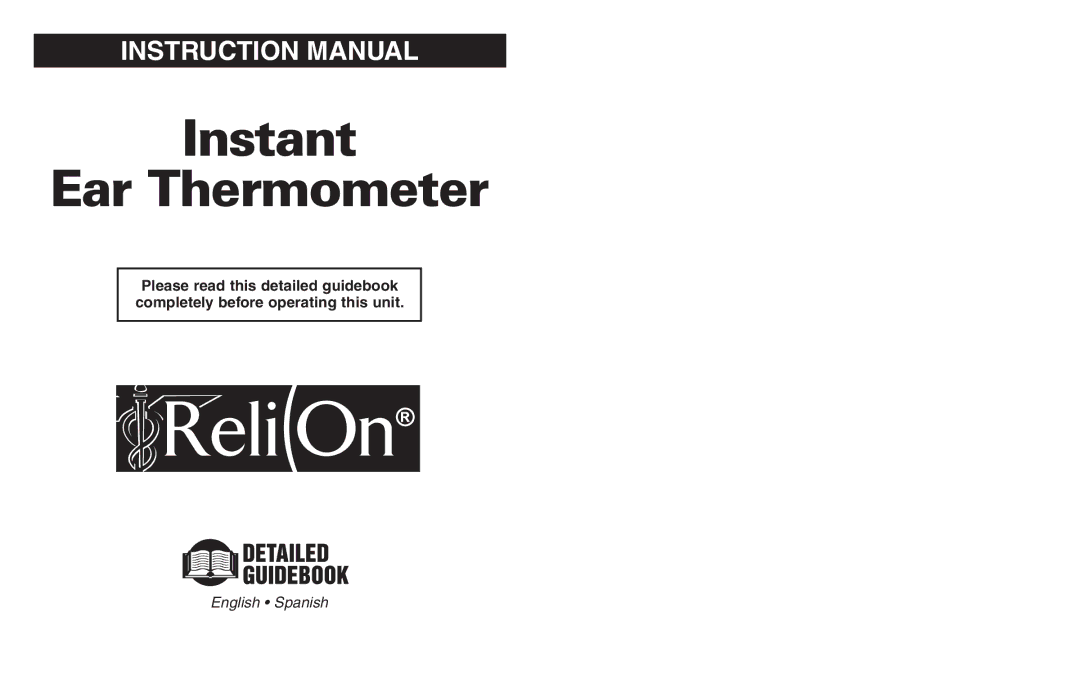 ReliOn instruction manual Instant Ear Thermometer 