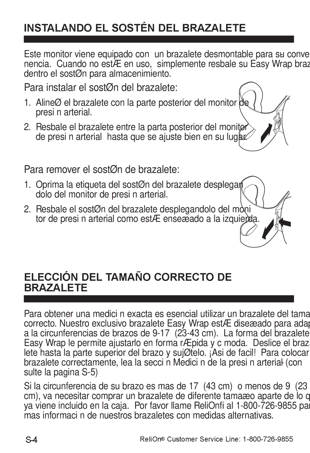 ReliOn UA-787REL instruction manual Instalando EL Sostén DEL Brazalete, Para instalar el sostén del brazalete 