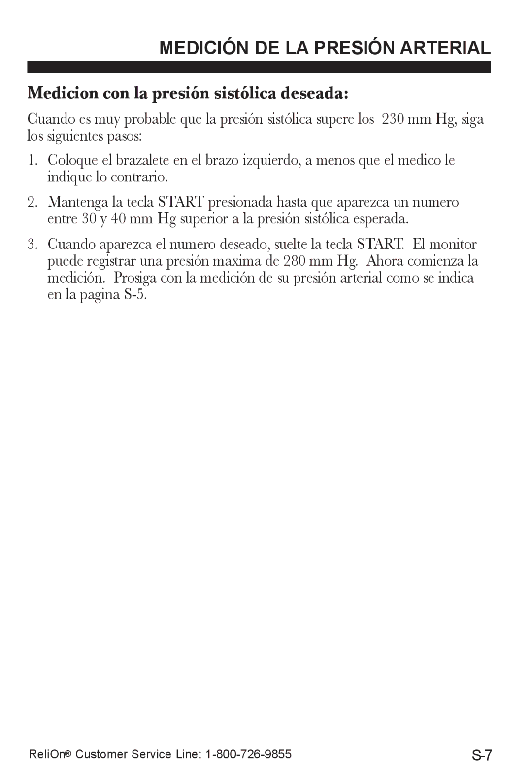 ReliOn UA-787REL instruction manual Medicion con la presión sistólica deseada 