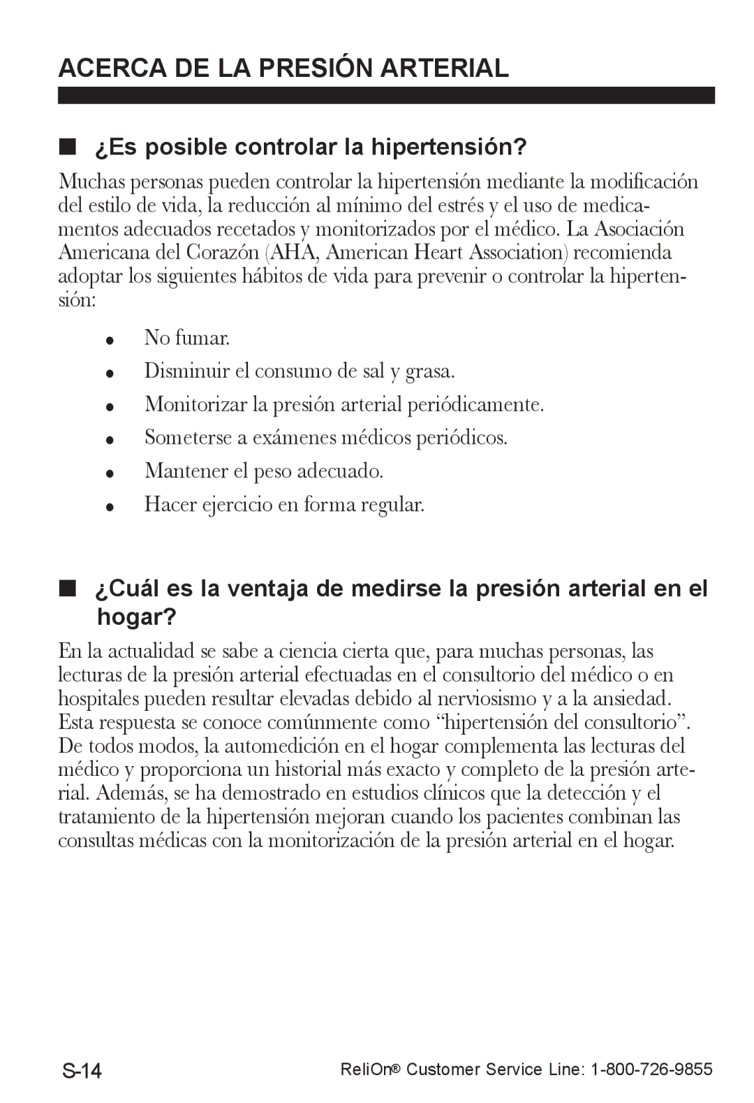 ReliOn UA-787REL instruction manual ¿Es posible controlar la hipertensión? 