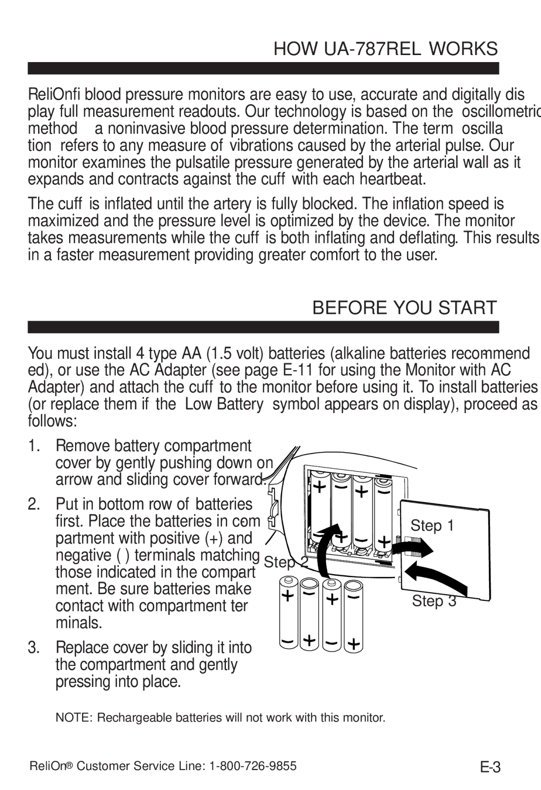 ReliOn instruction manual HOW UA-787REL Works, Before you start 