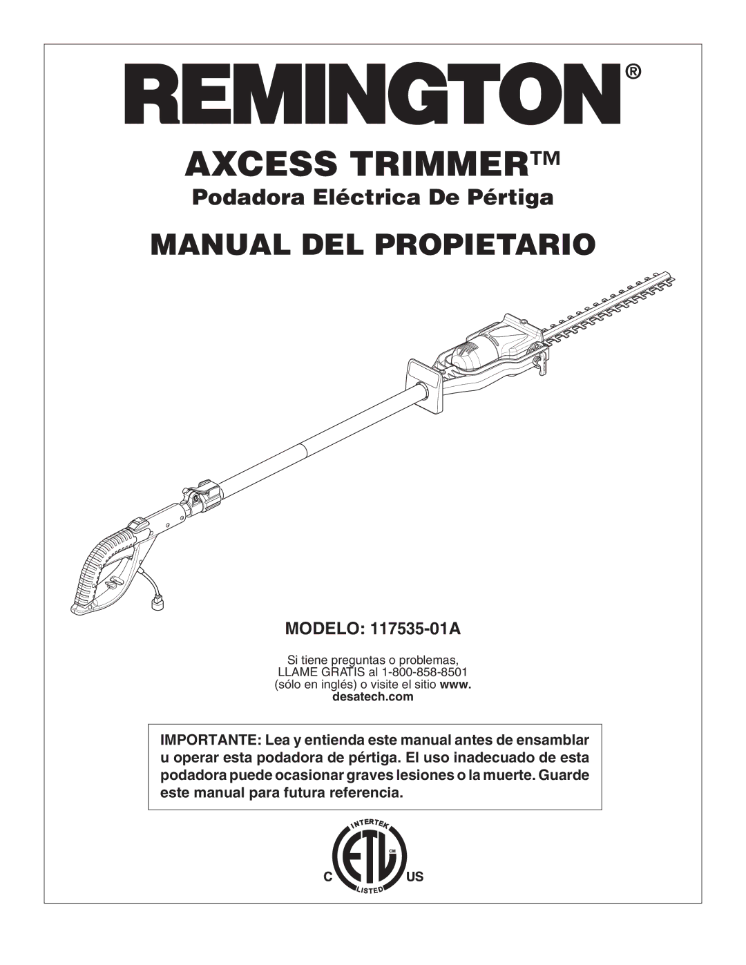 Remington 117535-01A owner manual Manual DEL Propietario 